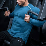 Jinquedai Men Long Sleeve Shirts Quick Dry Bodybuilding for Men Workout Gym Fitness Casual T Shirt Undershirts jinquedai