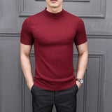 MRMT Brand New Autumn Men's Sweater Pure Color Semi-high Collar Knitting for Male Half-sleeved Sweaters Tops jinquedai