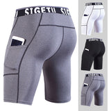 High Elastic GYM Shorts Men Dry Fit Running Shorts Football Phone Pocket Design Fitness Sport Shorts Workout Short Leggings jinquedai