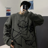 Sweaters Women Streetwear Knitted Pullover Angel Jacquard Fashion Hip Hop Spring Autumn Harajuku Oversized Outwear Jumper jinquedai