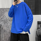 Spring Multicolor Cotton T-shirt Men Fashion Solid Color Casual O-neck T Shirt Men Korean Loose Long-sleeved T-shirt Mens Tops jinquedai