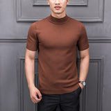 MRMT Brand New Autumn Men's Sweater Pure Color Semi-high Collar Knitting for Male Half-sleeved Sweaters Tops jinquedai