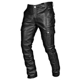 Brand Autumn Men Leather Pants Skinny Fit Elastic Style Fashion PU Leather Trousers Motorcycle Pants Thin Streetwear jinquedai