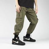 New men's trousers, leg-cutting pants, military overalls, fashion multi-pocket fashion jogger nylon sweatpants jinquedai
