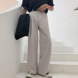 Autumn New Wide-leg Mop Pants For Men Korean Streetwear Fashion Loose Straight High Rise Pants Casual Trousers jinquedai
