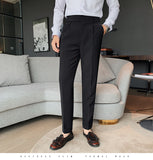 Jinquedai British Style Autumn New Solid Business Casual Suit Pants Men Clothing Simple All Match Formal Wear Office Trousers Straight 36 jinquedai