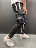 Men's Skinny ripped jeans men Pants Pencil Biker Side Striped Jeans Destroyed Hole Hip Hop Slim Fit Man Stretchy Jean Print jinquedai