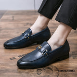 Jinquedai  New British Fashion Pointed Metal Decoration Shoes Flat For Men Dress Formal Wedding Prom Oxford Sapatos Tenis Masculino jinquedai