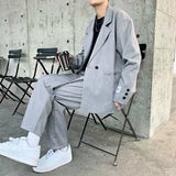 Jinquedai Men Sets Solid Casual Chic Fashion Korean Style Ulzzang Chic Streetwear Male Outerwear Single Breasted Young Daily Simple Loose jinquedai