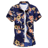 Men Fashion  New Red Car Printed Mens Hawaiian Shirt Streetwear Holiday Casual Short Sleeved Floral Camisa Plus Size M-7XL jinquedai