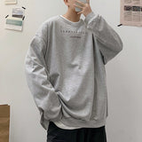 Jinquedai  Men Sweatshirts Harajuku Vintage Fleece Letter Print Casual Hoodies Fashion Basic Man O Neck Pullovers Korean Clothing jinquedai
