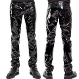 Shiny PVC Latex Trousers Men Motorcycle Black Mens Pants Fashion Faux Leather Riding Waterproof Motor Biker Male Street Pants jinquedai