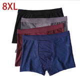 Jinquedai 8XL Plus Banboo Fiber Men Underwear Male boxer  Solid Panties Shorts Men's  Underpants Breathable Intimate Man boxers 4pcs jinquedai