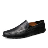 Jinquedai Brand New Spring Summer Men Breathable Casual Shoes Genuine Leather Men Loafers Fashion Non-slip Boat Shoes Moccasins Size 38-47 jinquedai