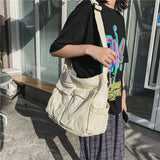 Jinquedai School Messenger Bags For Women Shoulder Ladies Designer Handbag Solid Large Capacity Casual Canvas Shoulder Female Bags jinquedai