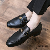 Jinquedai  New British Fashion Pointed Metal Decoration Shoes Flat For Men Dress Formal Wedding Prom Oxford Sapatos Tenis Masculino jinquedai