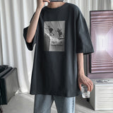 Jinquedai American Vintage Graphic Men's Tshirt Short Sleeve Oversized T-shirt Male Casual Tee T shirt Harajuku Men's Clothing jinquedai