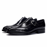 Men Leather Shoes Business Dress Suit Shoes Men Brand Bullock Genuine Leather Black Slipon Wedding Mens Shoes Phenkang jinquedai