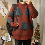 Jinquedai Black Red Green Men's Christmas Sweater Couple Warm Vintage Retro Sweaters Korean Streetwear Fashion Autumn Winter jinquedai