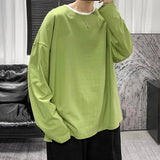 Spring Multicolor Cotton T-shirt Men Fashion Solid Color Casual O-neck T Shirt Men Korean Loose Long-sleeved T-shirt Mens Tops jinquedai