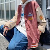 Spring and autumn corduroy jacket men's ins tide brand Harajuku style Korean style versatile handsome loose Baseball Jacket jinquedai