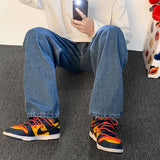 Men Wide Leg Jeans Solid Pleated Mopping Cool Harajuku Baggy Casual Trendy Vintage Retro Japan Style Streetwear Draped Teens New jinquedai