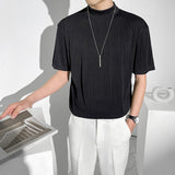 Summer Pleated T-shirt Men's Fashion Solid Color Casual Tshirt Men Streetwear Korean Loose Short-sleeved T Shirt Mens M-2XL jinquedai