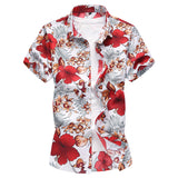 Men Fashion  New Red Car Printed Mens Hawaiian Shirt Streetwear Holiday Casual Short Sleeved Floral Camisa Plus Size M-7XL jinquedai