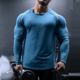Jinquedai Men Long Sleeve Shirts Quick Dry Bodybuilding for Men Workout Gym Fitness Casual T Shirt Undershirts jinquedai