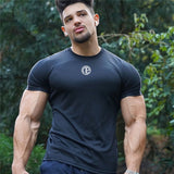 Jinquedai  New Brand Clothing Gyms Tight Cotton T-shirt Mens Fitness T-shirt Homme Gyms T Shirt Men Fitness Summer Tees Tops jinquedai