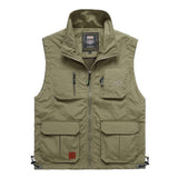 Mens Vests Quick Dry Breathable Multi Pocket Mesh Vest Sleeveless Jackets Man Outwear Fishing Waistcoats Brand Clothing