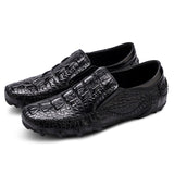 Phenkang Men Leather Summer Alligator Texture Slip-On Casual Shoes Male loafer Mens Coffee Men's Loafers Driving Shoes jinquedai