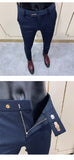 Jinquedai New Striped Suit Pants 2022 Men Elegant Skinny Fit Office Pant Men Trousers Pant For Man Business Slim Fit Dress Ankle Trousers jinquedai