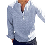 Jingquedai    Cotton Long Sleeve Men&#39;s Shirt Autumn Striped Slim Fit Stand Collar Shirt Male Clothes Plus Size 5XL Camisa Masculina jinquedai