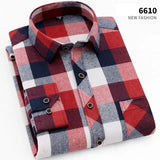 Jingquedai   2022 Autumn New Casual Men&#39;s Flannel Plaid Shirt Brand Male Business Office Red Black Checkered Long Sleeve Shirts Clothes jinquedai
