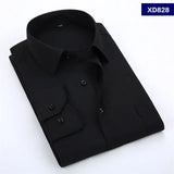 Jingquedai   2022 New Men&#39;s Dress Shirt Solid Color Plus Size 8XL Black White Blue Gray Chemise Homme Male Business Casual Long Sleeved Shirt jinquedai