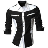 Jingquedai   Jeansian Men&#39;s Casual Dress Shirts Fashion Desinger Stylish Long Sleeve Slim Fit 8371 Black2 jinquedai