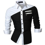 Jingquedai   Jeansian Men&#39;s Casual Dress Shirts Fashion Desinger Stylish Long Sleeve Slim Fit 8371 Black2 jinquedai