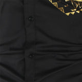 Jingquedai   Luxury Gold Black Shirt Men New Slim Fit Long Sleeve Camisa Masculina Gold Black Chemise Homme Social Men Club Prom Shirt jinquedai