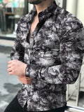Jingquedai   Men&#39;s Shirt Long Sleeve Hawaiian  Social Luxury Button Up Cardigan Blouses Wholesale 2021Single Breasted Turn-down Collar Broad jinquedai