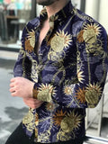 Jingquedai   Men&#39;s Shirt Long Sleeve Hawaiian  Social Luxury Button Up Cardigan Blouses Wholesale 2021Single Breasted Turn-down Collar Broad jinquedai