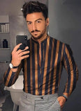 Jingquedai   Men&#39;s Shirt New Hawaiian  Men Single Button Wild  Printed  Male Blouses  Long Sleeved Striped 2021 jinquedai