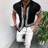 Jingquedai   Summer Men&#39;s Printed Hawaii Casual Shirts 2021 Brand Streetwear Men&#39;s Clothing Cardigan High-End Short Sleeve Dress Shirt jinquedai