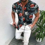 Jingquedai   Summer Men&#39;s Printed Hawaii Casual Shirts 2021 Brand Streetwear Men&#39;s Clothing Cardigan High-End Short Sleeve Dress Shirt jinquedai