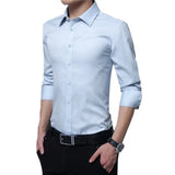 Jingquedai  Men Dress Shirt Fashion Long Sleeve Business Social Shirt Male Solid Color Button Down Collar Plus Size Work White Black Shirt jinquedai