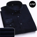 Jingquedai  Plus Size 6xl Autumn/winter Warm Quality 100%cotton Corduroy long sleeved button collar smart casual shirts for men comfortable jinquedai