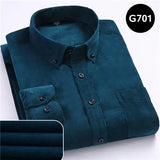 Jingquedai  Plus Size 6xl Autumn/winter Warm Quality 100%cotton Corduroy long sleeved button collar smart casual shirts for men comfortable jinquedai