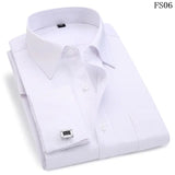 Jinquedai   High Quality Striped For Men French Cufflinks Casual Dress Shirts Long Sleeved White Collar Design Wedding Tuxedo Shirt 6XL jinquedai