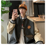 Autumn Men Hip Hop Casual PU Leather Jackets  Baseball Uniform Bomber Jackets For Men's Youth Trend College Varsity Clothing jinquedai