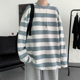 Jinquedai Harajuku Striped T shirts For Men Oversized Tees Man Casual Long Sleeve Tshirt Woman Loose Pullovers Tops 5XL jinquedai